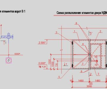 Чертеж Ворота с калиткой 3000 х 3500(h).