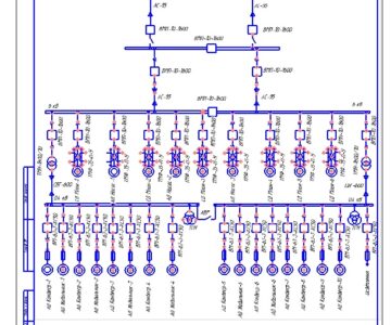 Чертеж Однолинейная схема электроснабжения цеха измельчения обогатительной фабрики