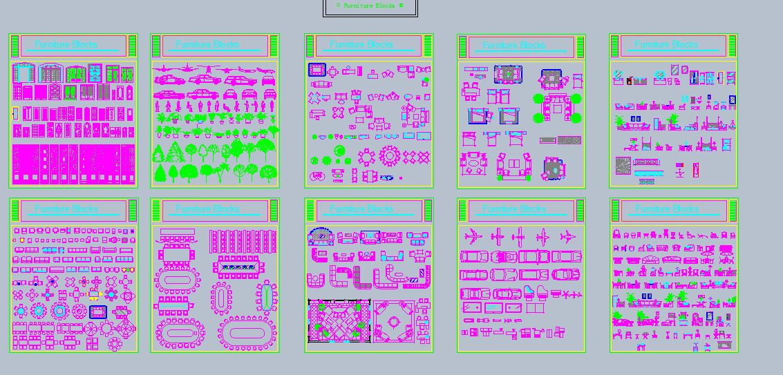Чертеж Блок мебель, транспорт и т.д. (Автокад)