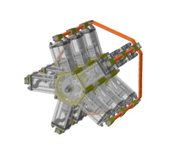 3D модель звездообразная 15 цилиндровая паровая машина одностороннего действия