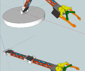 3D модель Разработка модели двухстепенного робота с механизмом захвата