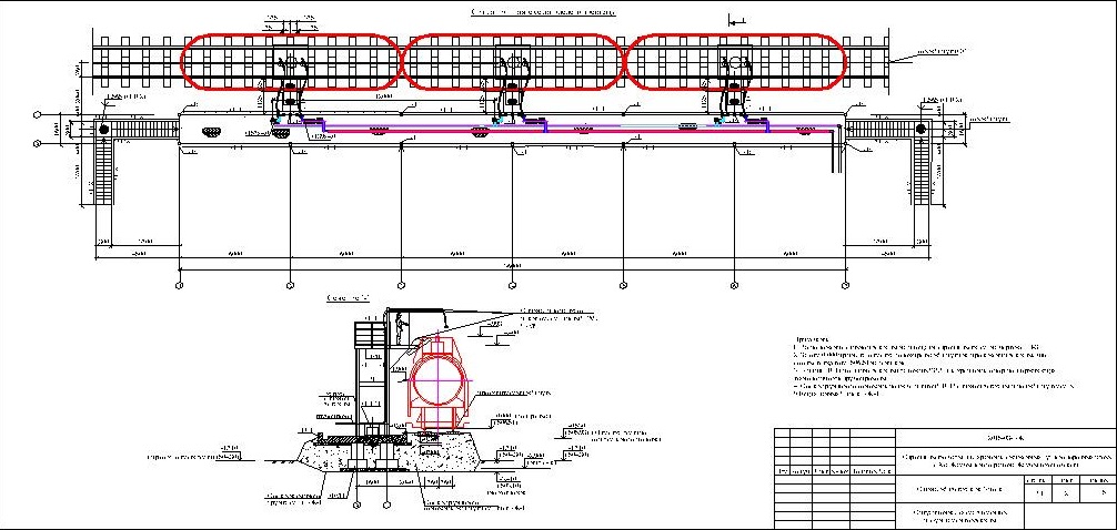 Чертеж Сливная жд эстакада на 3 поста.