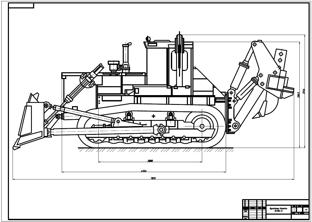 Чертеж Бульдозер Komatsu D475A-5