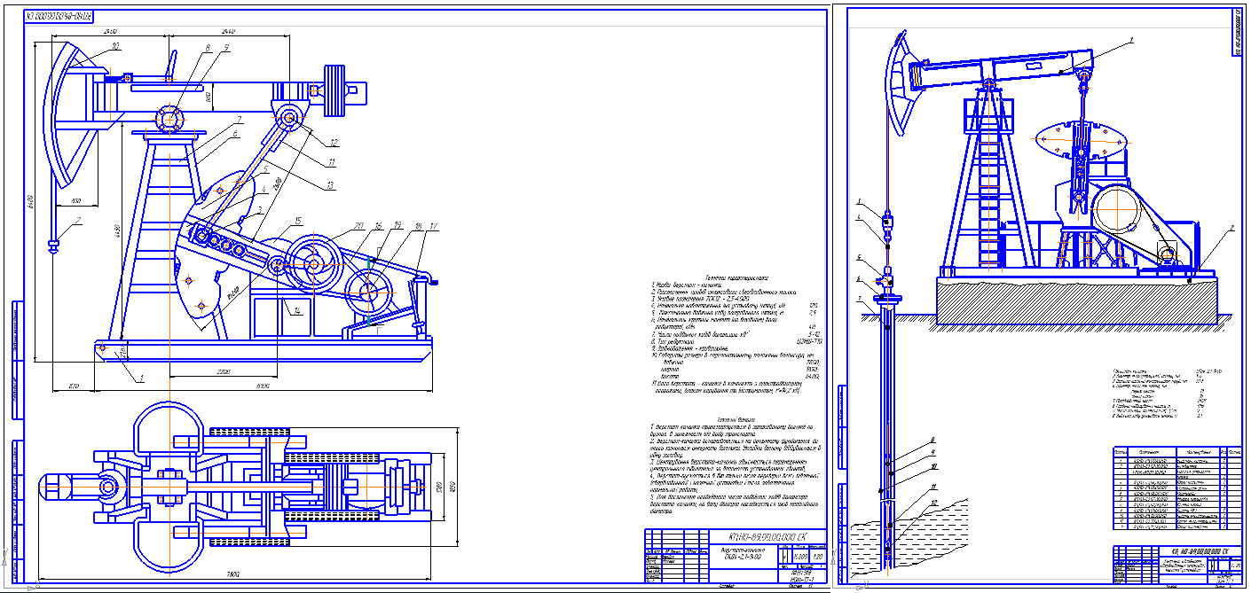 Чертеж Станок-качалка СКД4-2.1-1400. Комплекс оборудования скважины