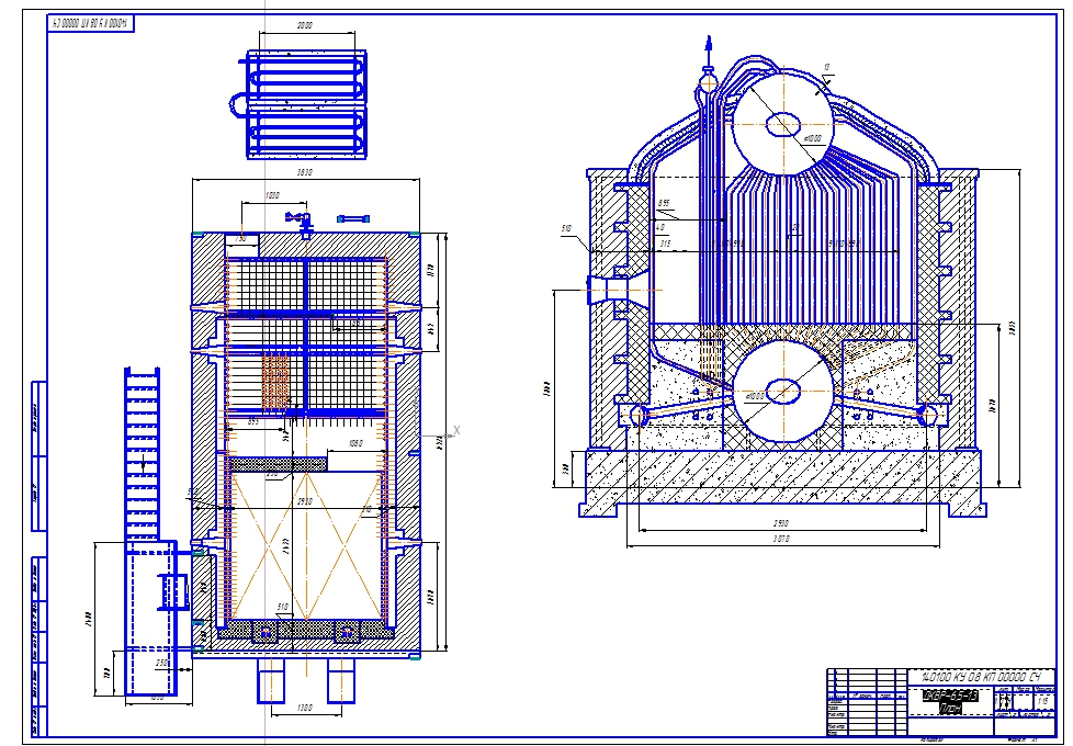 Чертеж Тепловой расчет котельного агрегата ДКВр-6,5-13