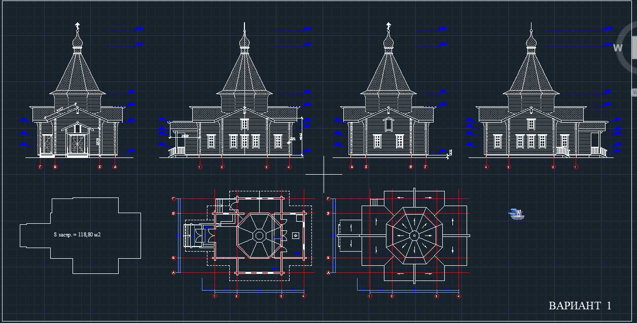 Чертеж Храм часовня