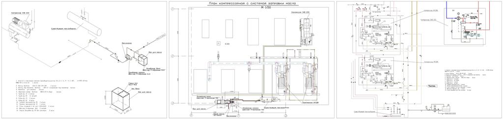Чертеж Проект узла заправки масла в аммиачные компрессоры