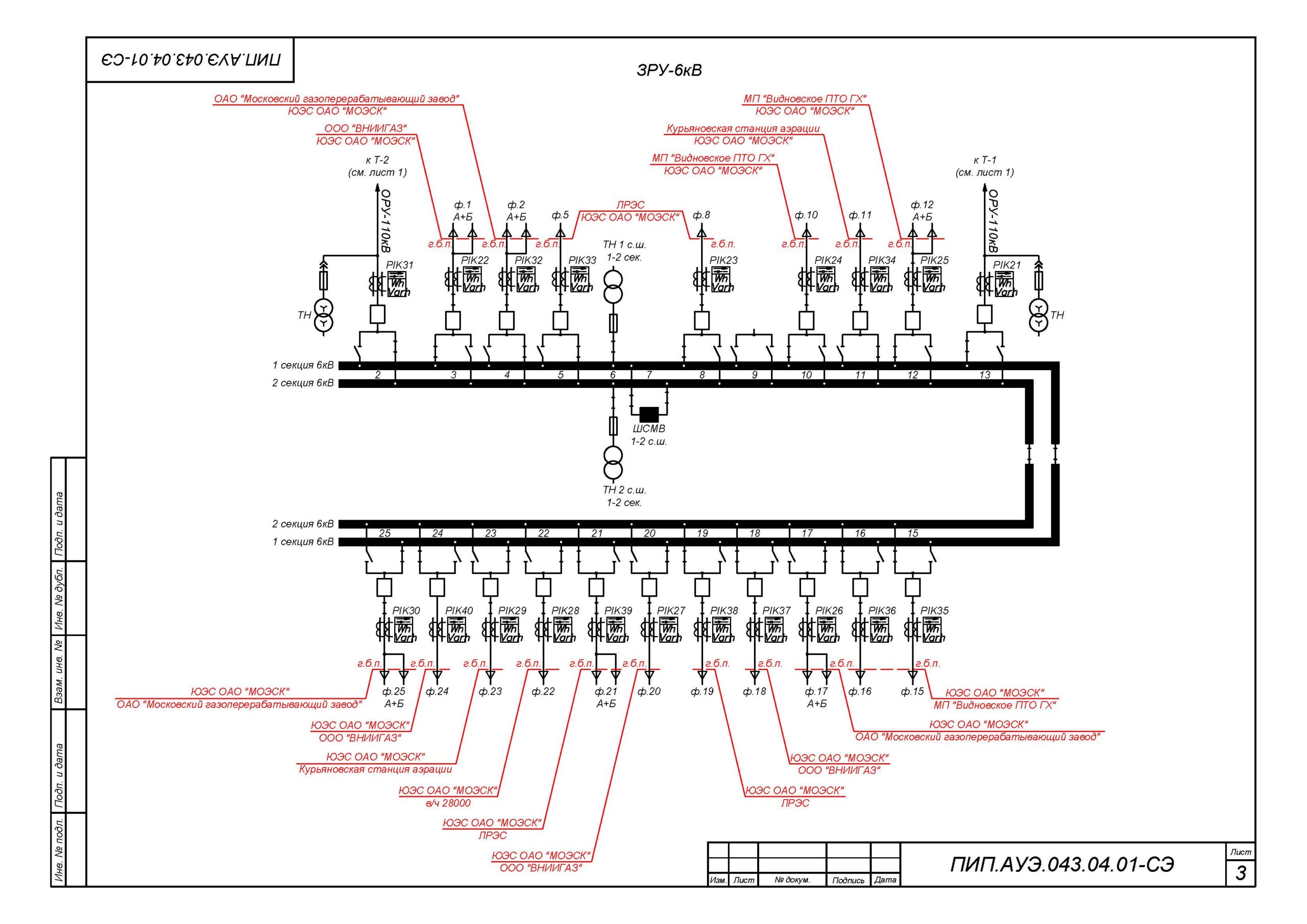 Чертеж Автоматизированные системы коммерческого учета электроэнергии на ПС Апаренки.