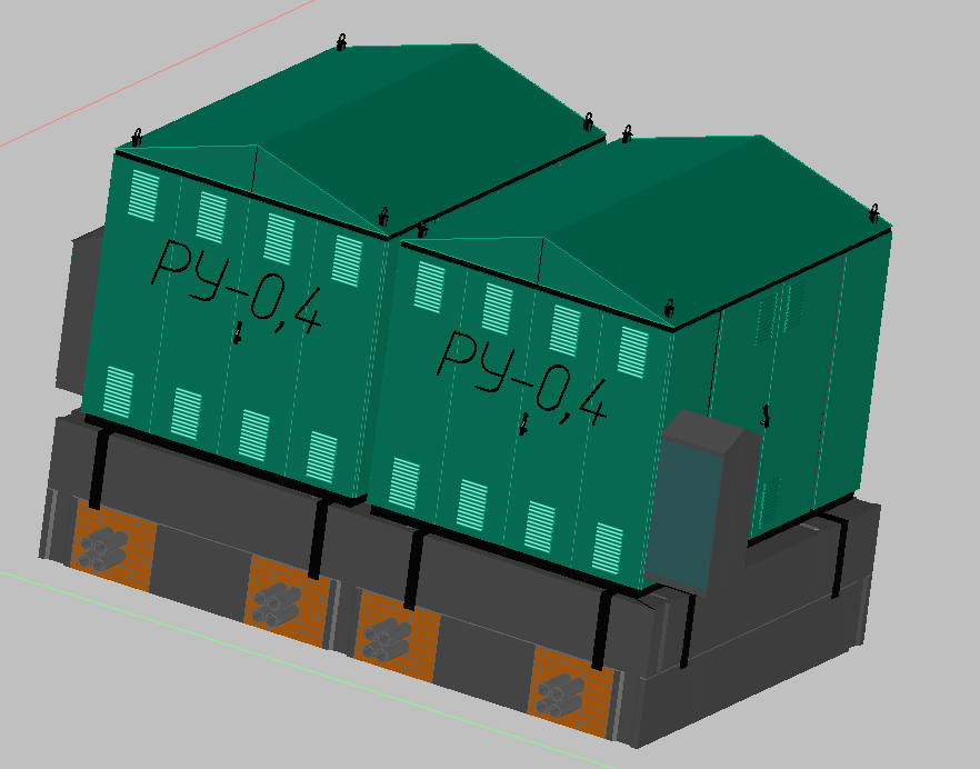 3D модель 2КТПГС 1000/10/0,4 кВ + 3СК5