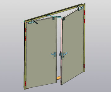 3D модель Дверь противопожарная металлическая с попеременным открыванием створок