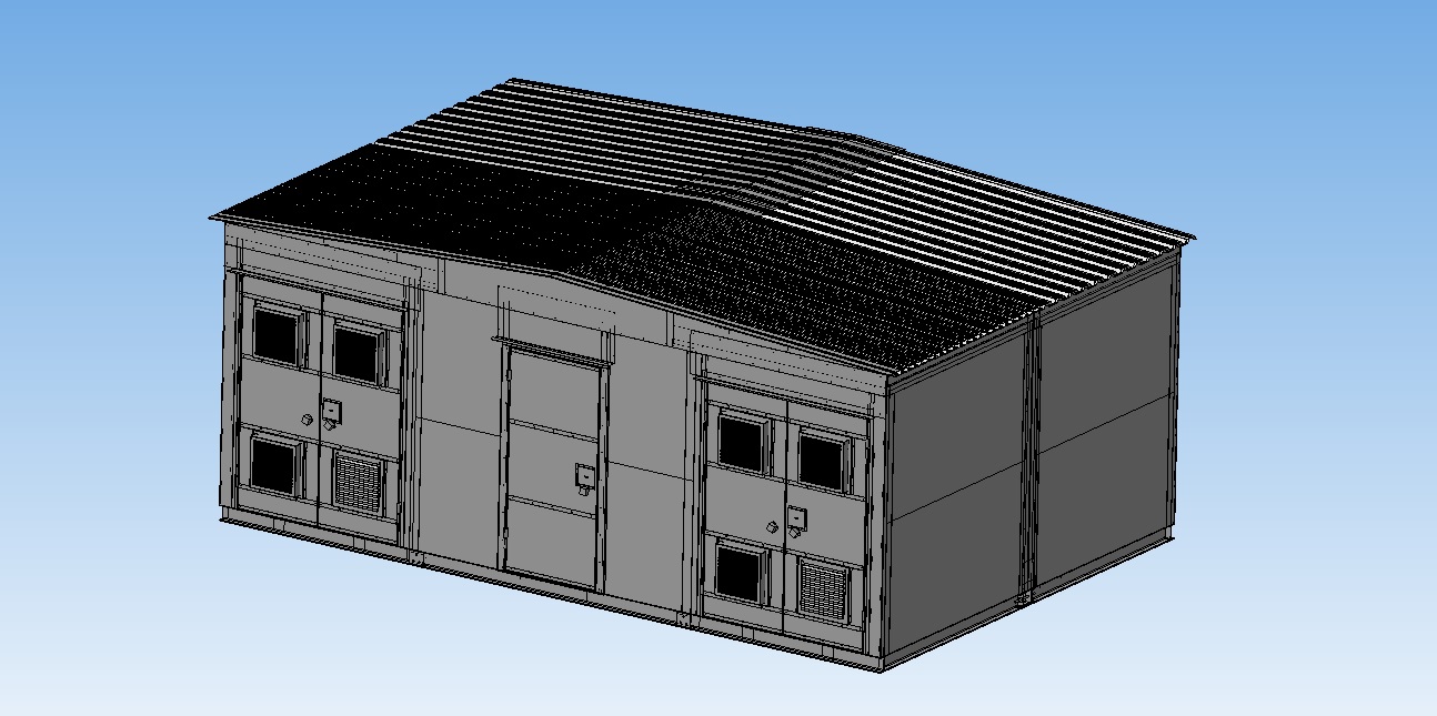 3D модель Модульное здание трансформаторной подстанции из двух модулей