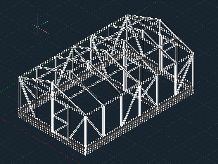 3D модель Теплица двухскатная 6*3.7 (м)