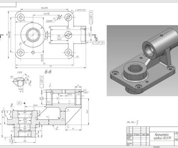 Чертеж Детальная разработка технологического процесса обработки детали кронштейн правый и разработка управляющей программы для обработки детали на станках с ЧПУ