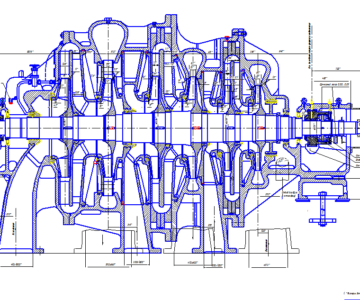 Чертеж Одновальный центробежный компрессор К-500
