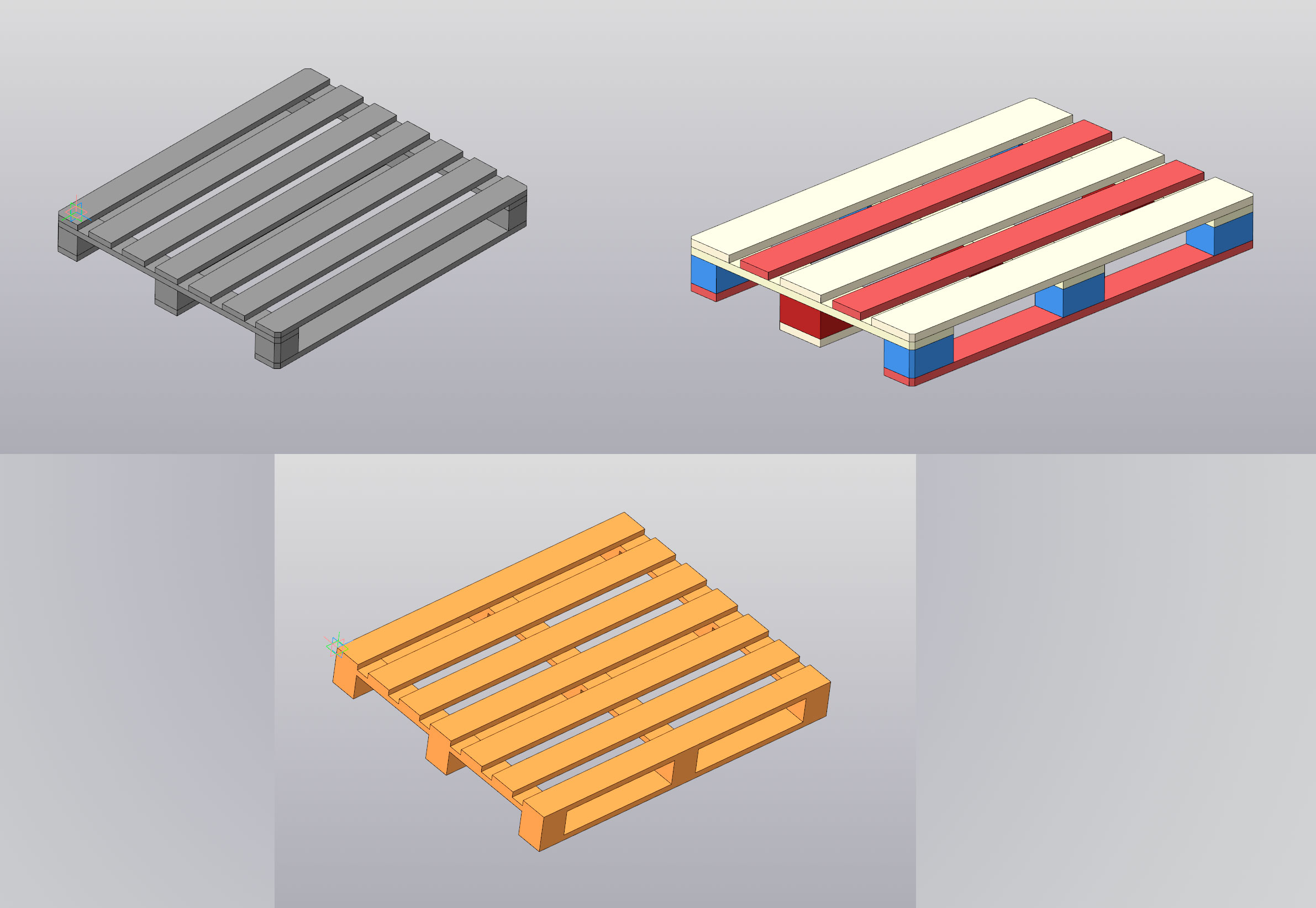 3D модель Поддоны деревянные 1200х1000 и 1200х800