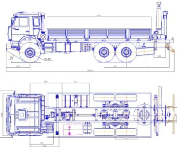 Чертеж КамАЗ-43118 бортовой с манипулятором