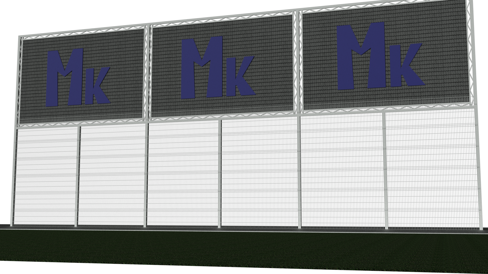 3D модель Ограждение для футбольного поля. Еврозабор + рекламные щиты