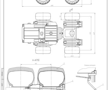 Чертеж Трактор К-700 на сдвоенных колесах