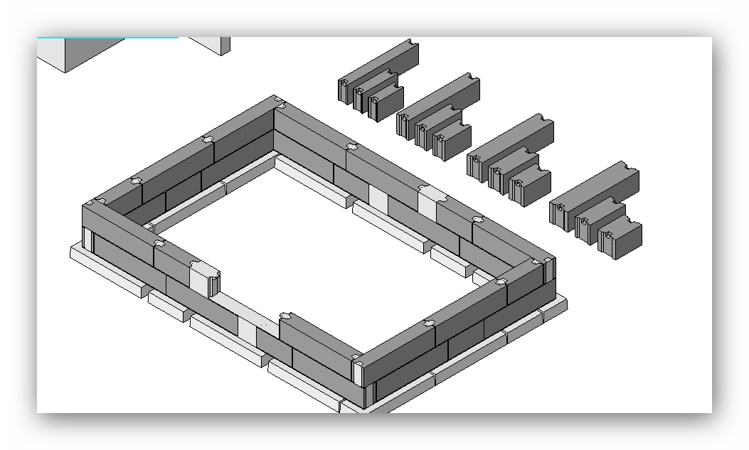3D модель Фундамент из ФБС блоков
