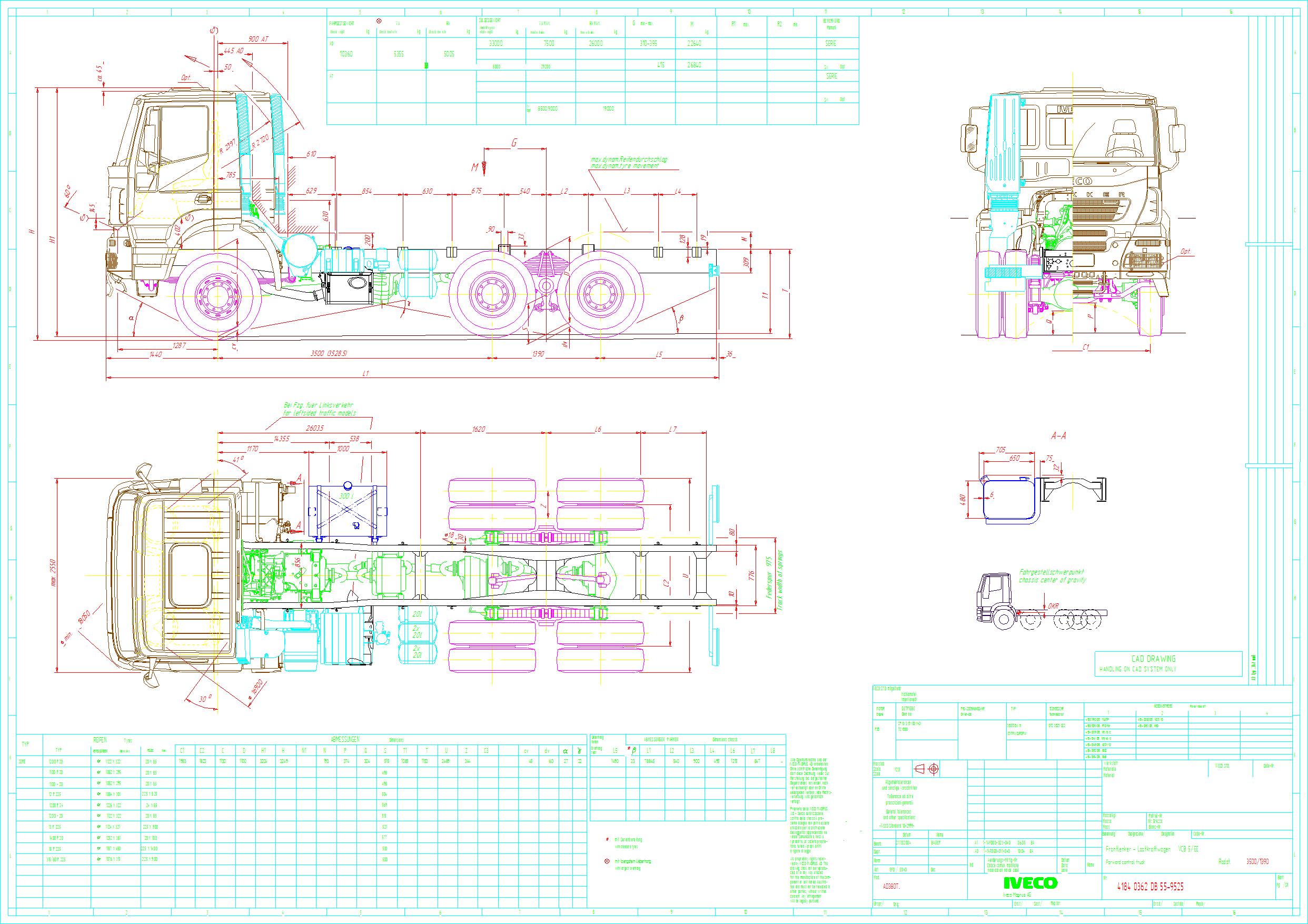 Чертеж Шасси Iveco AD380T