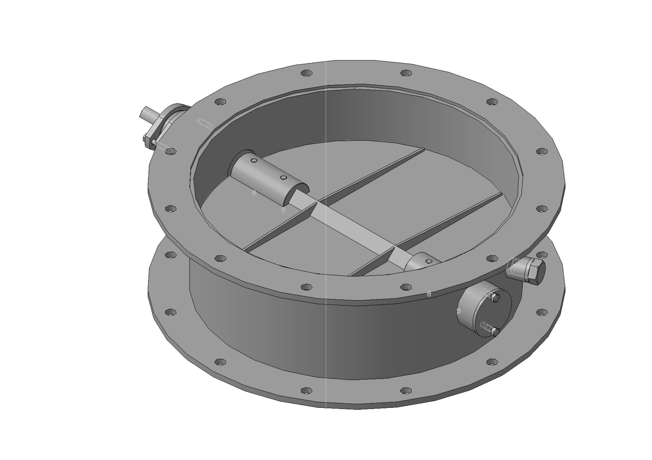 3D модель Клапан поворотный для перекрытия воздуховодов Д=400мм