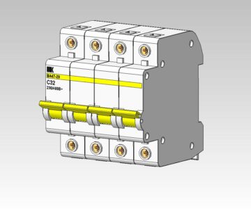 3D модель Автомат ВА 47-29 параметрический 1-4 полюса (число полюсов выбирается в свойствах сборки N)