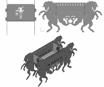 3D модель Мангал резной с лошадиной тематикой