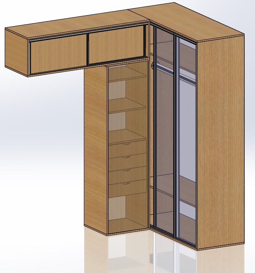 3D модель Шкаф угловой 1600 х 1200 х 2400 мм