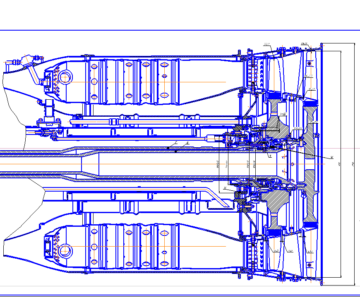 Чертеж Изучение турбины и камеры сгорания авиационного двигателя Р11-Ф300