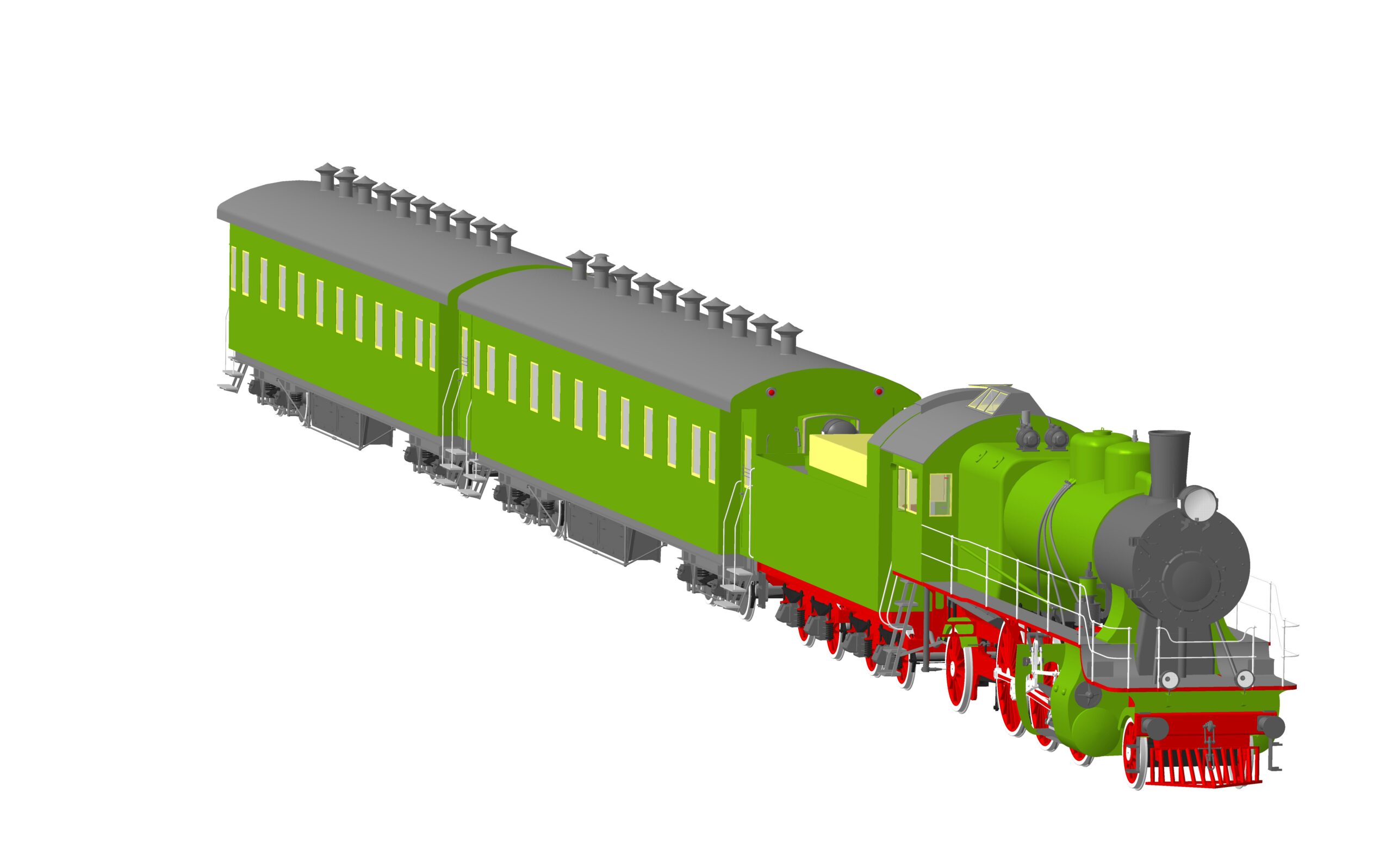 3D модель Пассажирский ретро-поезд