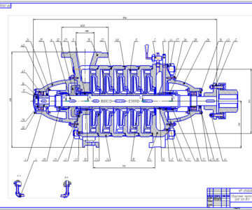 Чертеж Центробежный насос секционный ЦНС 60-165