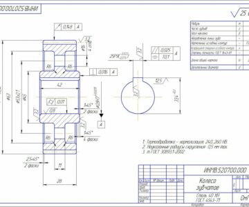 Чертеж Выбор степени точности зубчатой передачи и разработка чертежа колеса