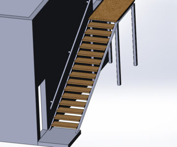 3D модель Лестница на второй этаж с металлическим каркасом