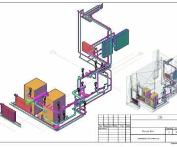 3D модель Отопление и котельная котеджа 3 этажа