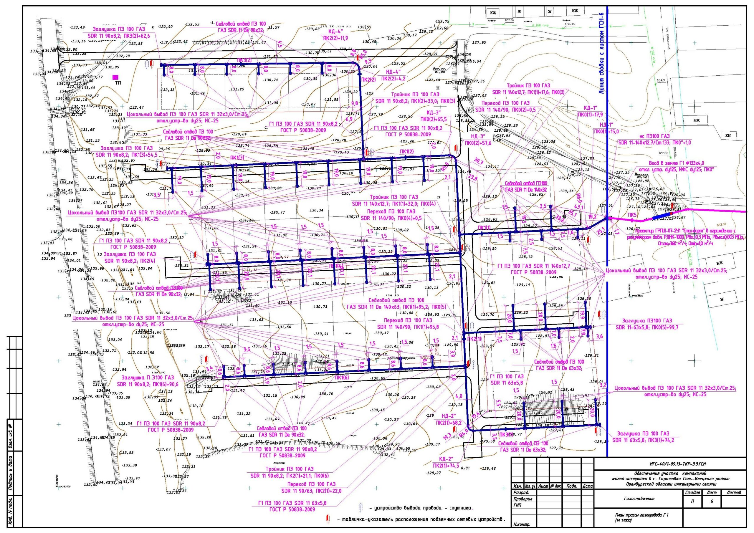 Чертеж Газоснабжение села (стадия "П")