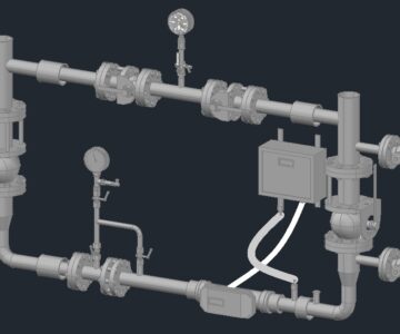 3D модель Модель узла учета газа на базе газового счетчика КУРС-01 G25 с корректором Флоутек