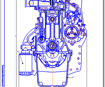 Чертеж Дизельный двигатель в разрезе