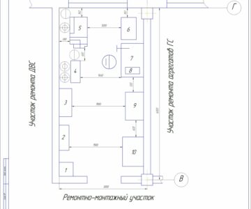 Чертеж «Проект участка ремонта дизельной топливной аппаратуры ремонтной мастерской хозяйства с годовым объемом работ 71000 часов»