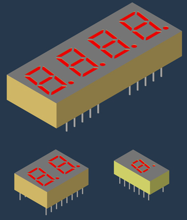 3D модель Индикаторы семисегментные фирмы Kingbright (Cx04-41, Dx03-11, Sx03-1x и др.)