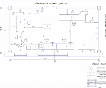 Чертеж Слесарно-механический участок ремонтной мастерской хозяйства с годовым объемом работ 80000 часов