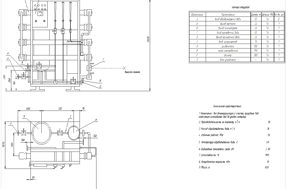 Чертеж Мембранная установка для стерилизующего фильтрования пива производительностью 5 м3/ч