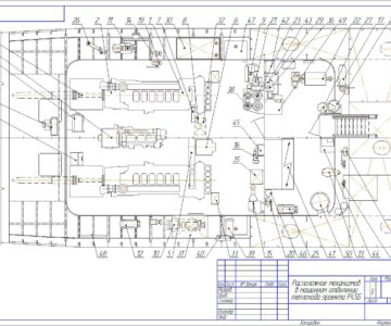 Чертеж План машинного отделения теплохода проекта Р45Б