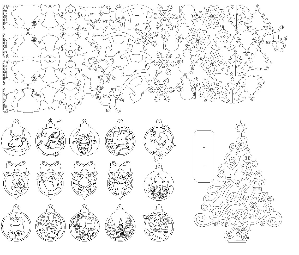 Чертеж Елочные игрушки из фанеры 3мм