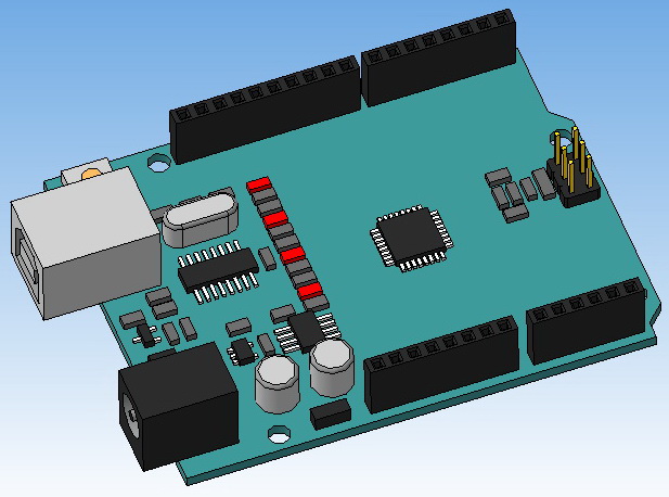 3D модель 3D-модель платы микроконтроллера Arduino Uno R3