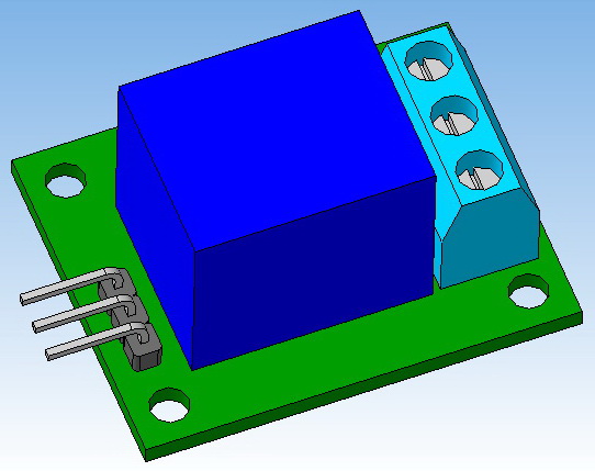 3D модель 3D-модель релейного модуля KY-019 для плат семейства Arduino