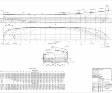 Чертеж Теоретический чертеж буксира пр. Р33