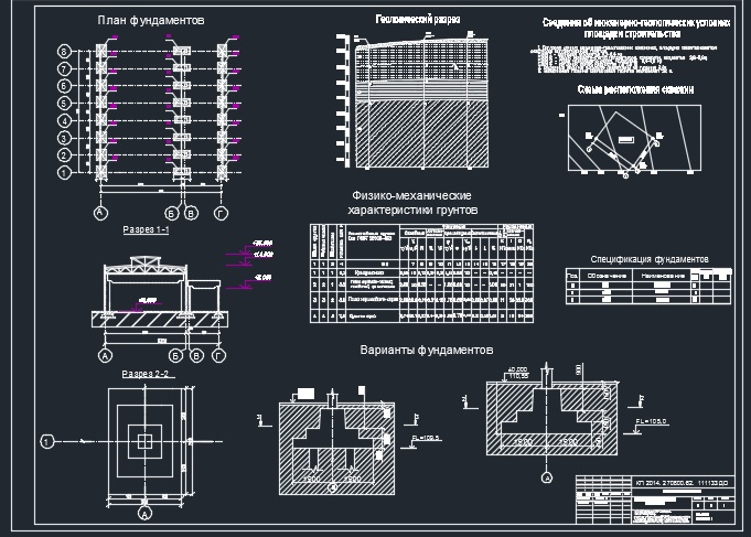 Чертеж Вариантное проектирование фундаментов