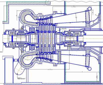 Чертеж Одновальная газовая турбина мощностью 21 МВт