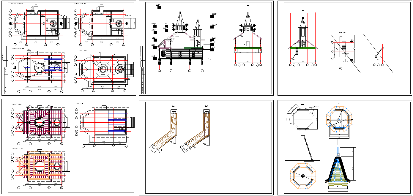 Чертеж Деревянная церковь