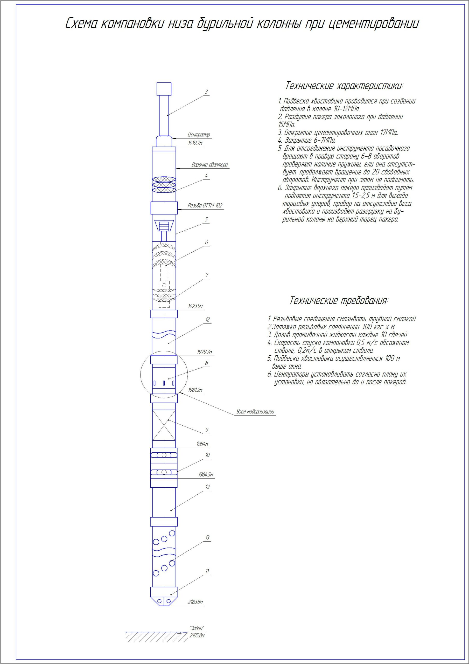 Чертеж Модернизация оборудования для комбинированного цементирования обсадной колонны